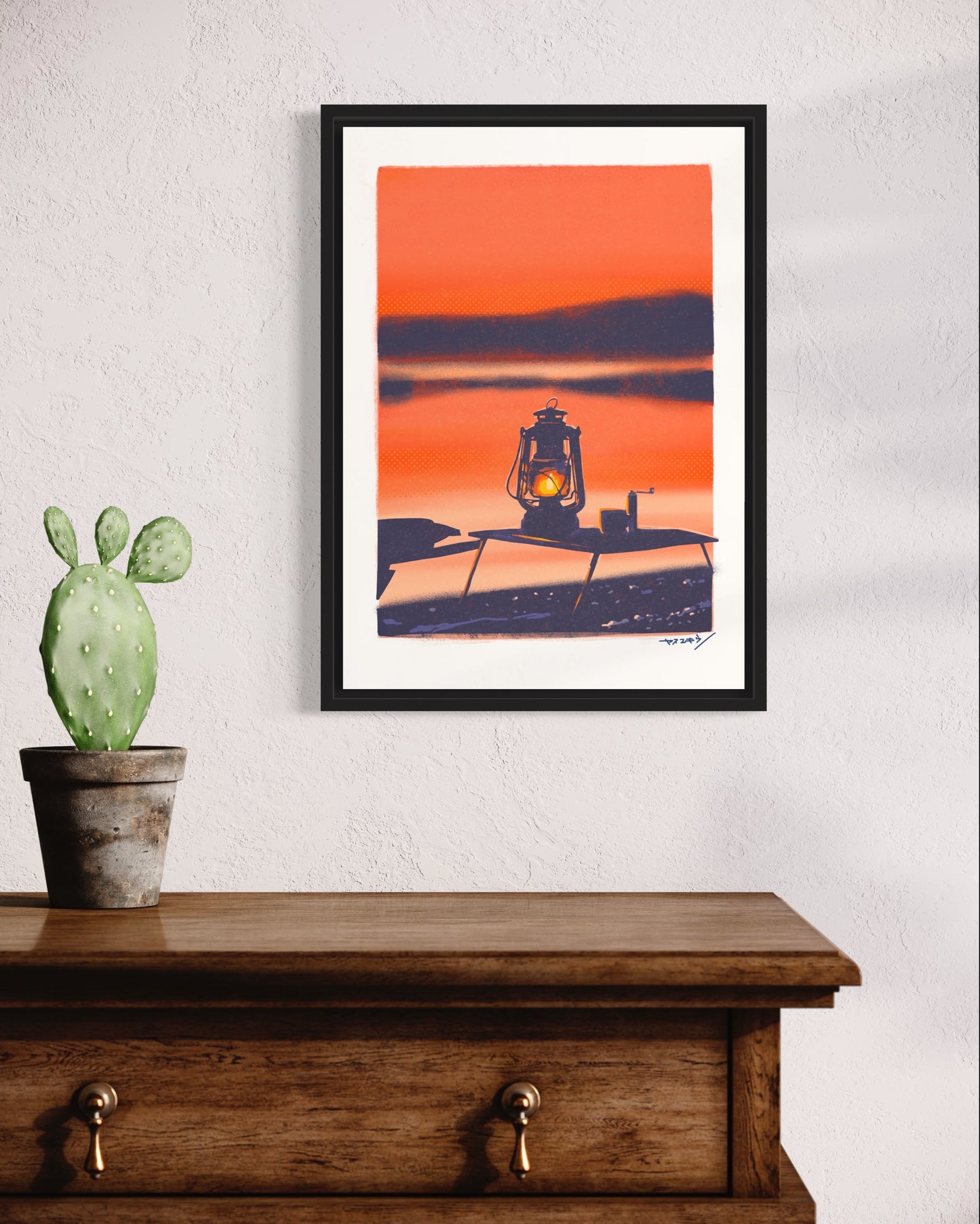夕陽に染まるオイルランタン / A3ポスター / 限定 10枚