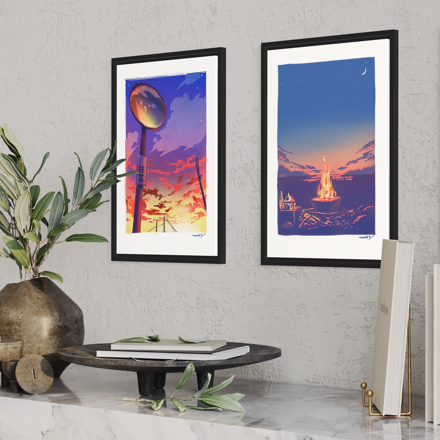 カーブミラーと夕陽 / A3ポスター / 限定 30枚