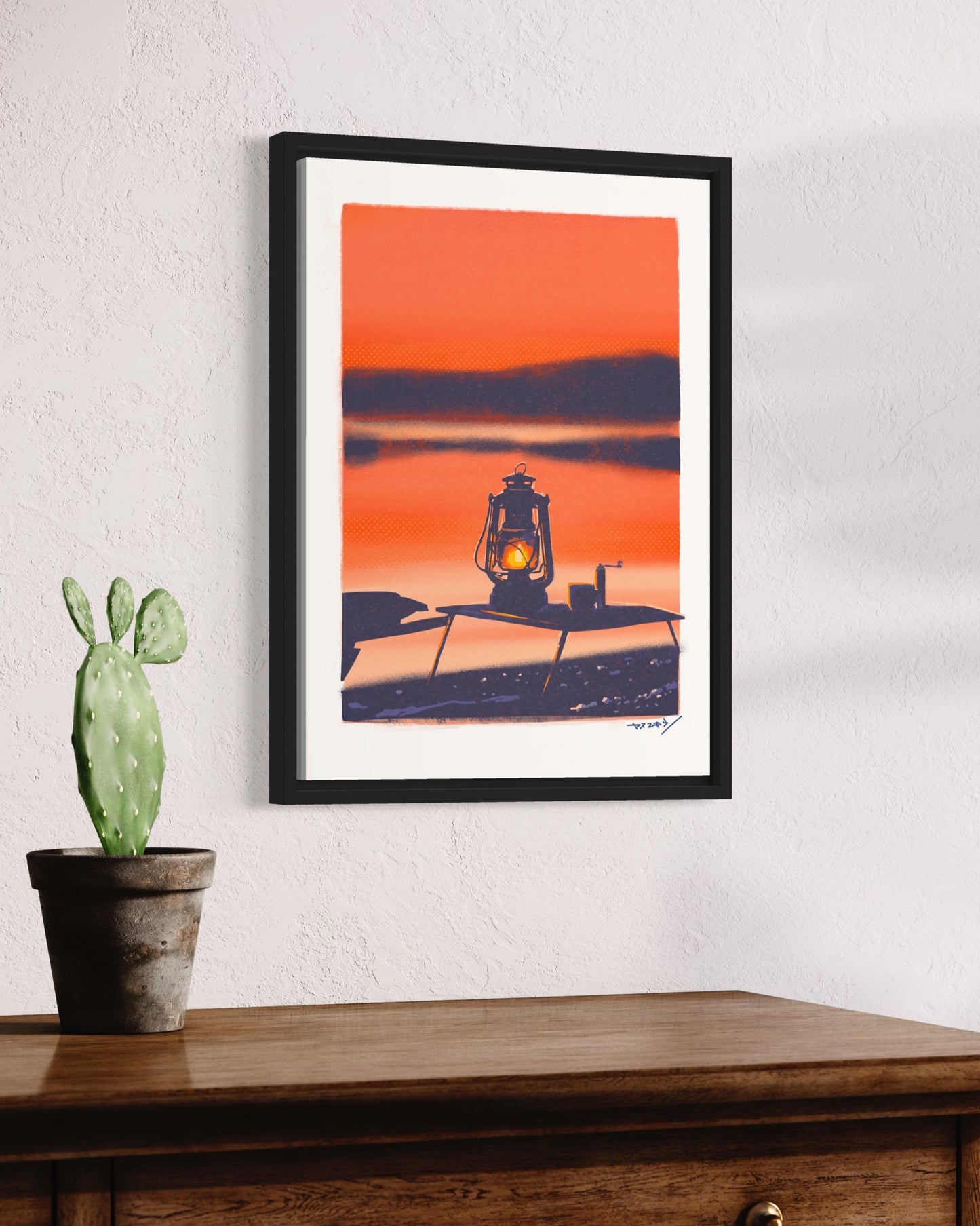 夕陽に染まるオイルランタン / A3ポスター / 限定 10枚