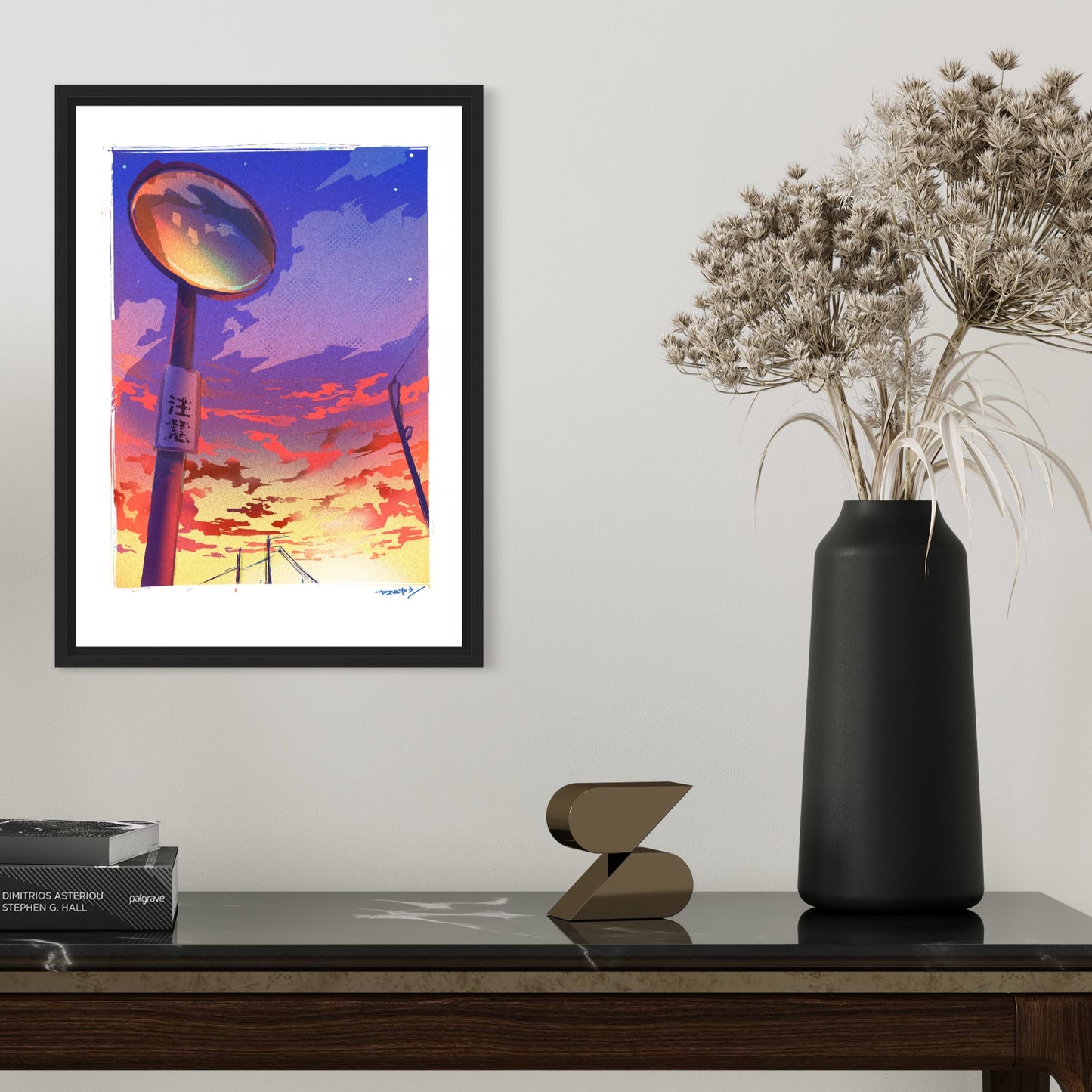 カーブミラーと夕陽 / A3ポスター / 限定 30枚