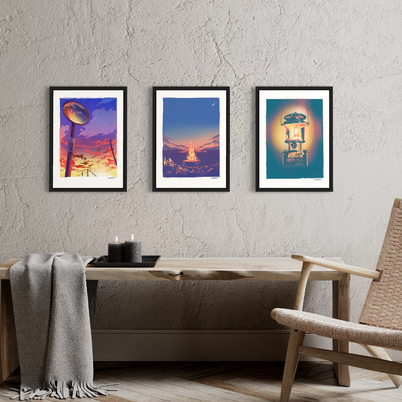 カーブミラーと夕陽 / A3ポスター / 限定 30枚