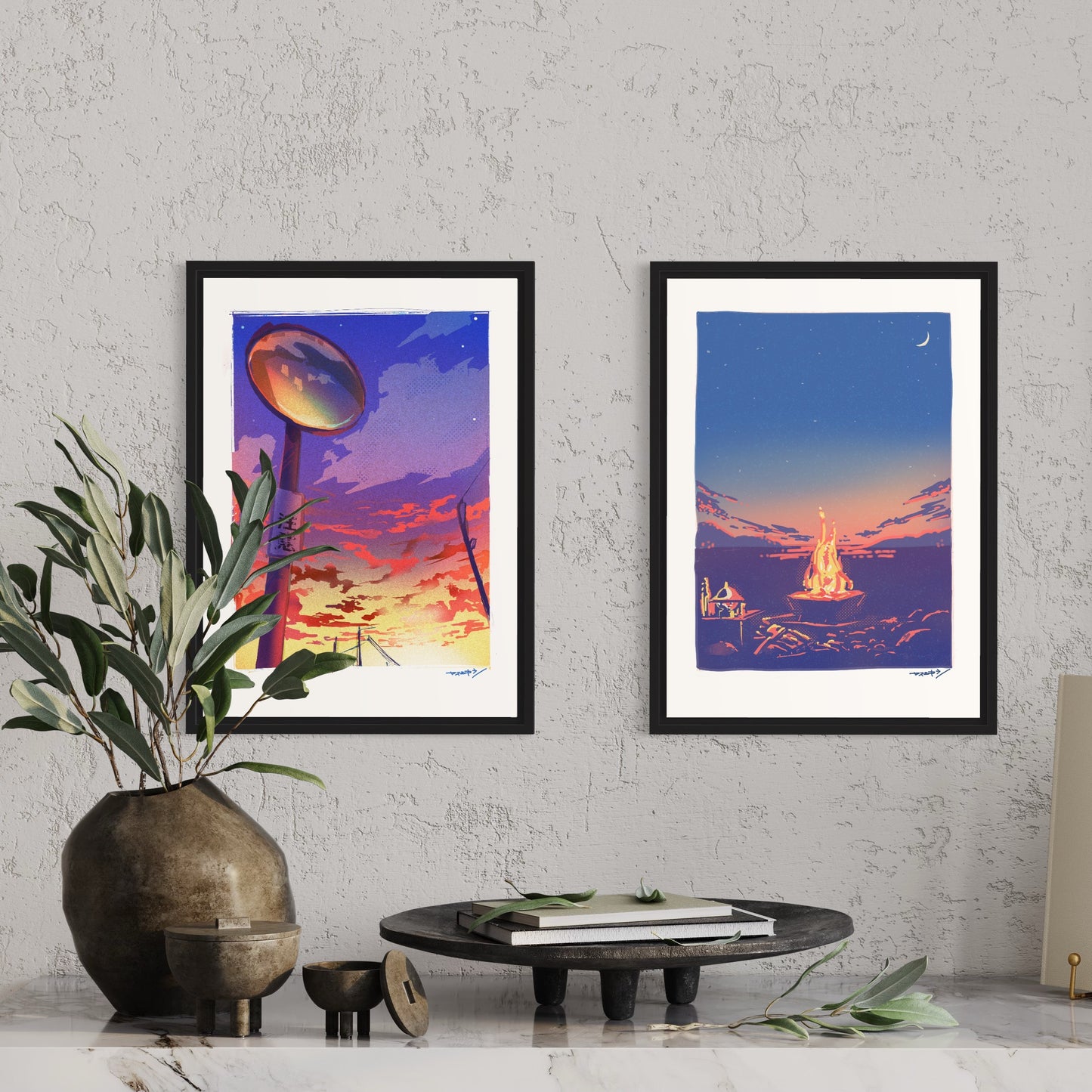 カーブミラーと夕陽 / A3ポスター / 限定 30枚