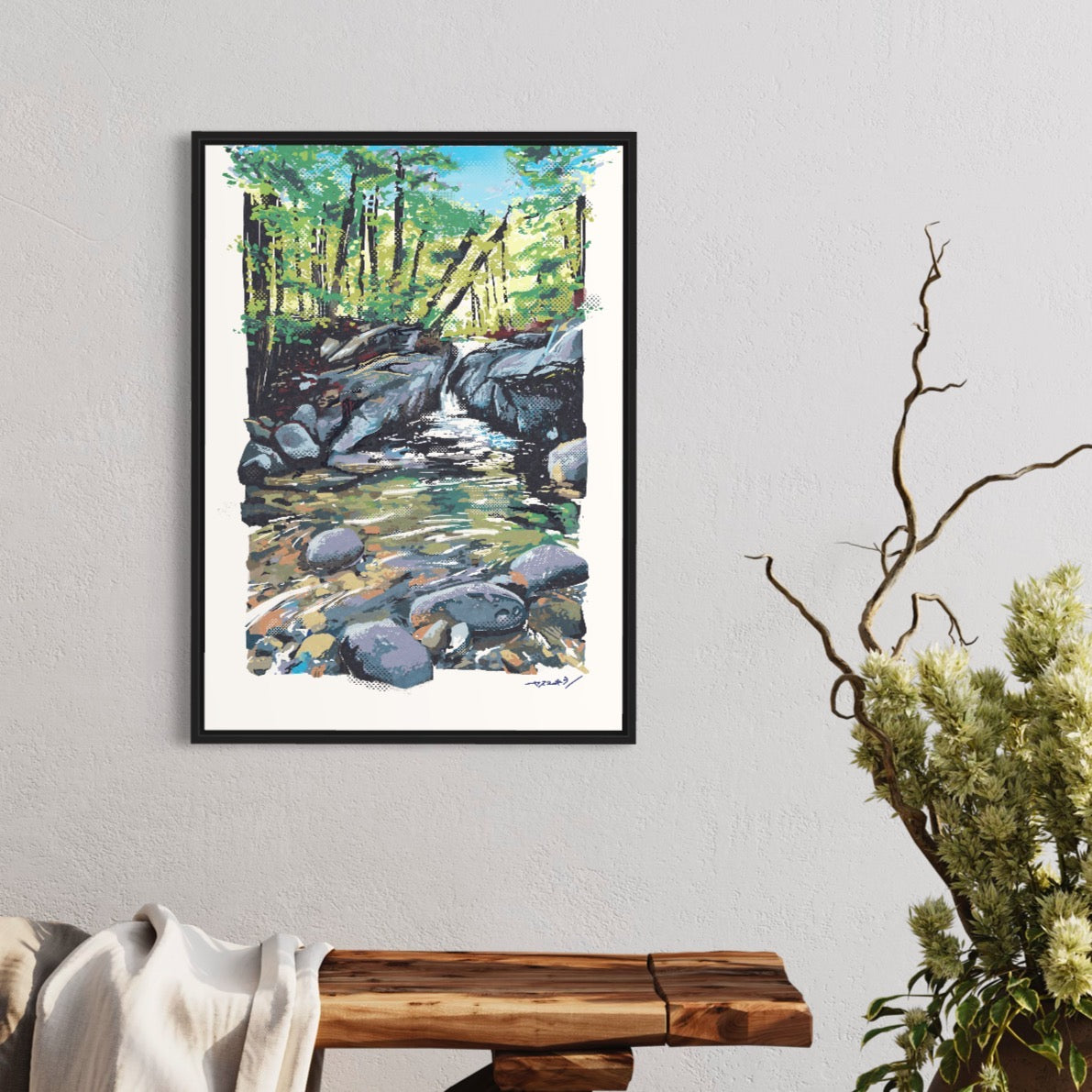 小さな滝と緑/ 50cmx70cmポスター / 限定 10枚