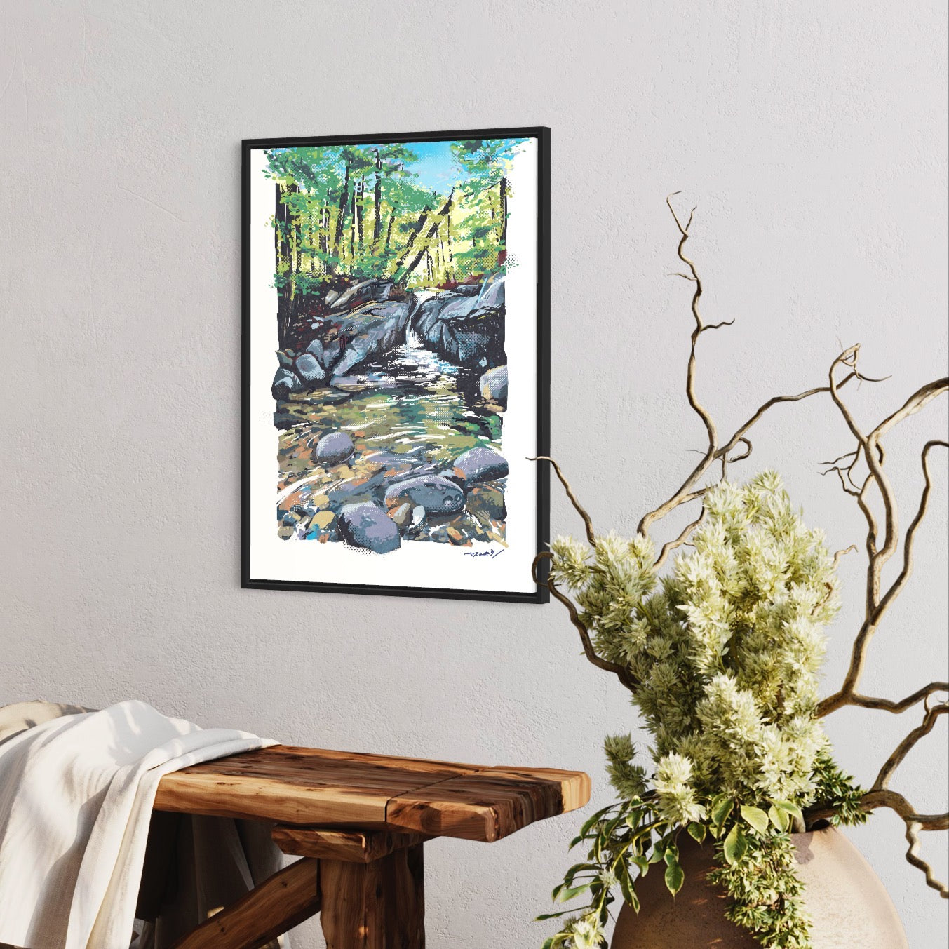 小さな滝と緑/ 50cmx70cmポスター / 限定 10枚